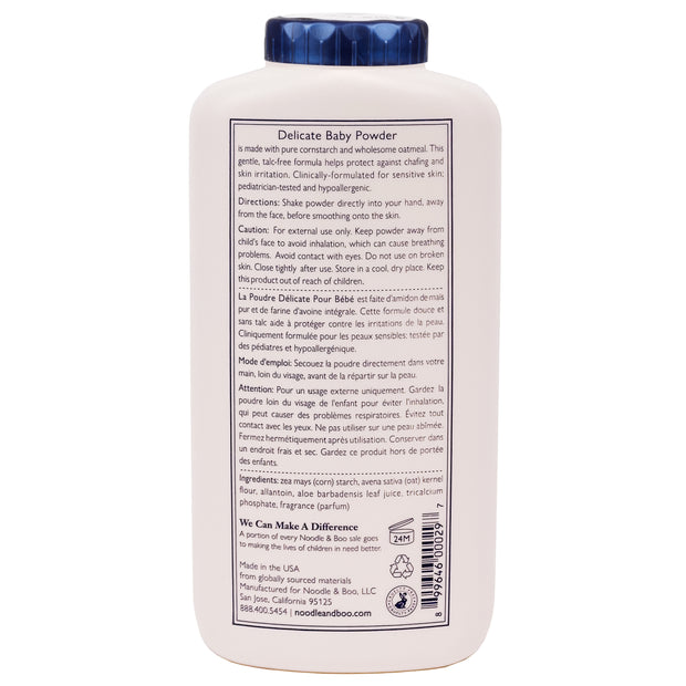 Back side image of bottle Delicate Baby Powder 