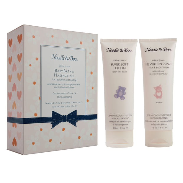 Baby Bath & Massage Gift Set - Hearts  & Daisies